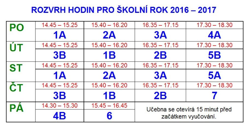 Rozvrh hodin